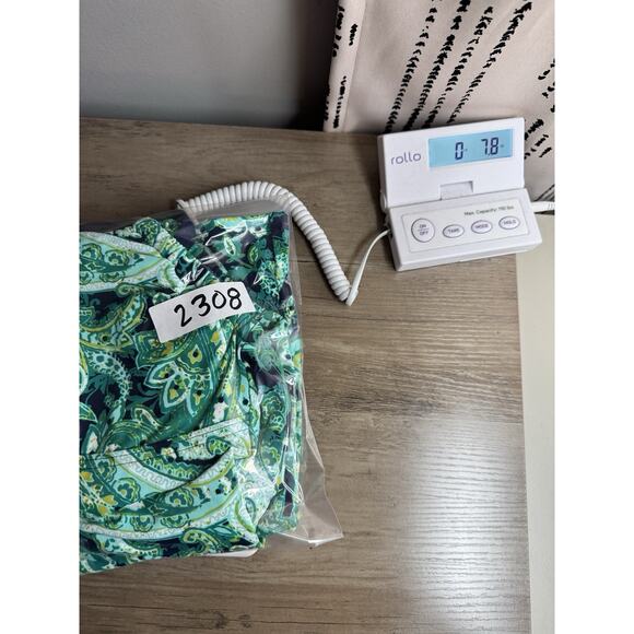 Lands' End Womens Tankini Swimsuit Top 12 Green Black Paisley Underwired Classic - Picture 15 of 15